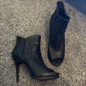 Aldo Black Peep-Toe Stiletto Ankle Boots
